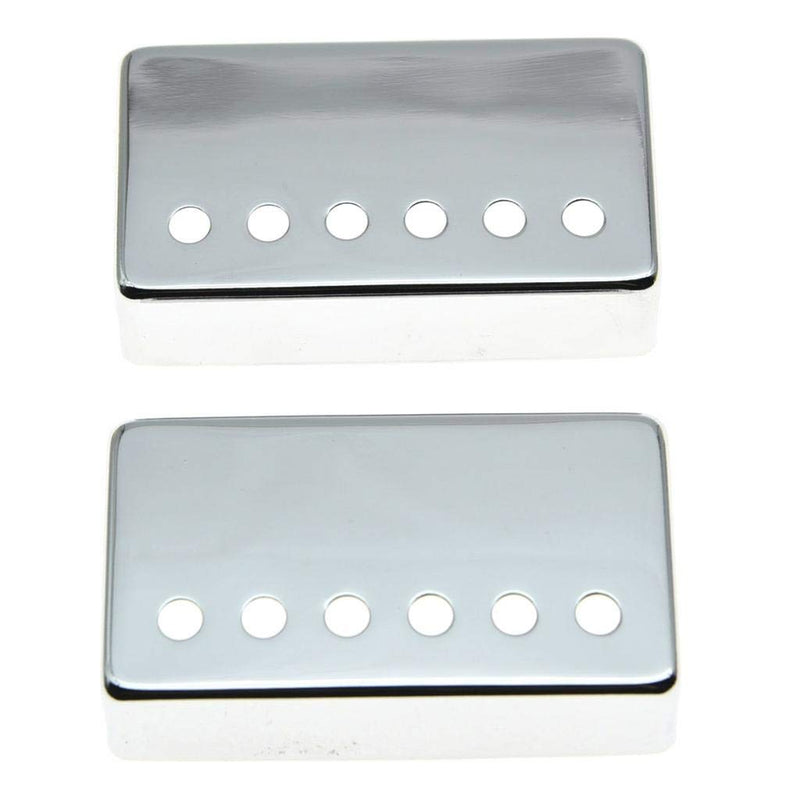 KAISH Set of 2 Humbucker Guitar Pickup Cover Brass Humbucker Pickup Covers 49.2mm/52mm Pole Spacing Pickup Covers Chrome 49.2/52mm