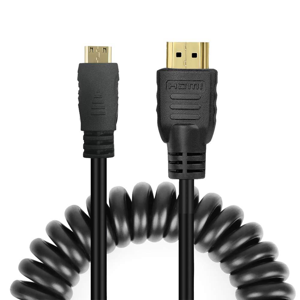 Copeak Full HDMI to Mini HDMI Male Cable Coiled High Speed HDMI to Mini HDMI Cable 11.8"/30cm High Speed Support 1080p Ethernet & Audio Return 30cm