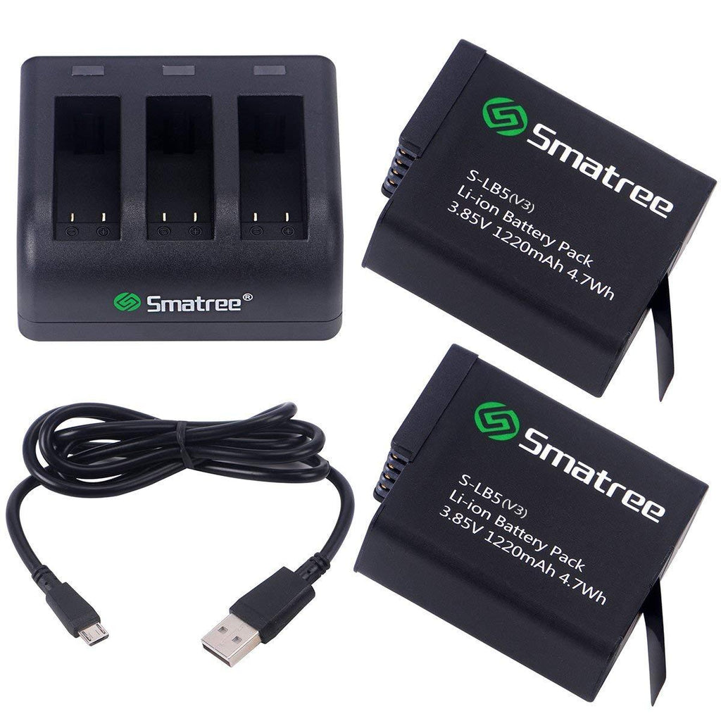 Smatree (2 Pack) Rechargeable Battery with 3-Channel Charger for GoPro Hero 2018 Action Camera/Gopro Hero7 Black/6/5(Fit for Hero5 Firmware v01.50,v01.55,v01.57,v02.00,v02.01,v02.51) - NOT for Hero 8