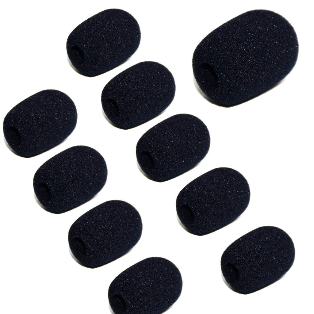 10 Pcs Mini Lapel Headset Foam Microphone Windscreens Windshied Headset Foam,Mic Sponge Foam Cover Shield (Black)