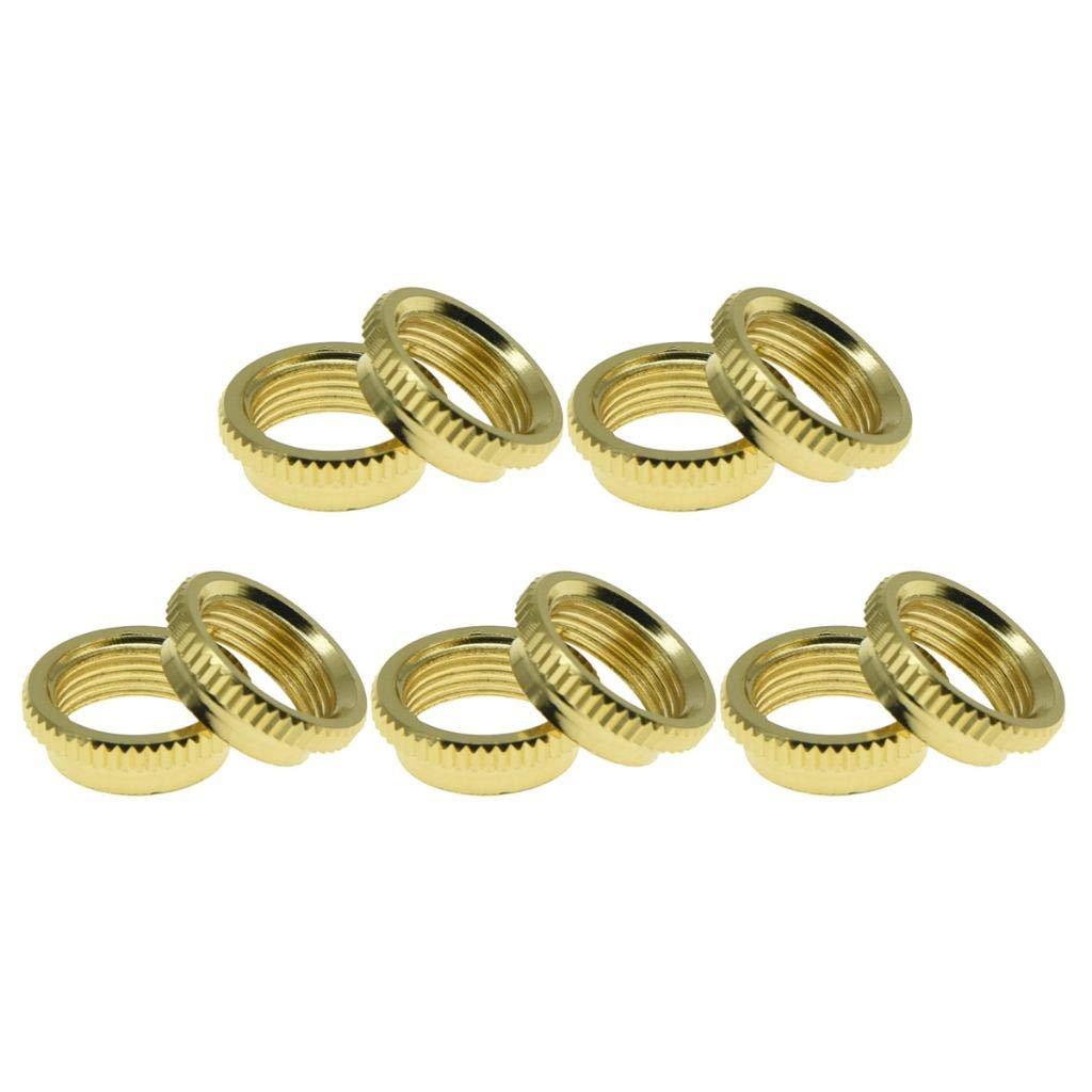 Dopro 10x USA Thread Fine Knurled 15/32" Deep Nut Guitar Toggle Switch Nut Fits Les Paul with Switchcraft Switches Gold