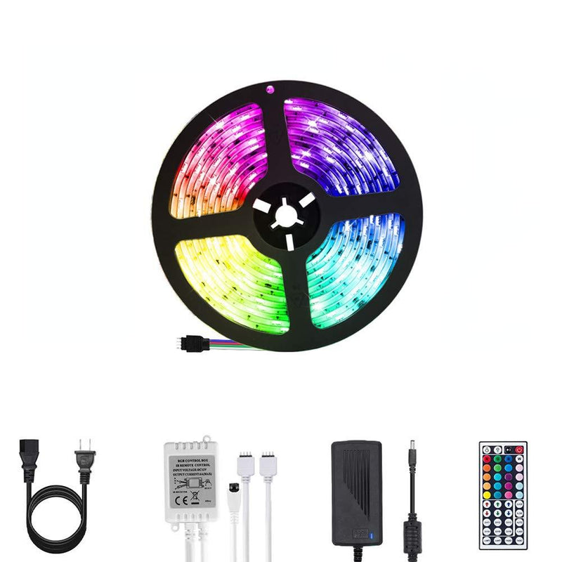 [AUSTRALIA] - DLIANG RGB LED Strip Light Kit 16.4ft Flexible Tape Lights 5050 SMD Color Changing 150 LEDs Waterproof IP65 Rope Light with 44 Keys IR Remote Controller and 12V Power Adapter for Home Kitchen Party 