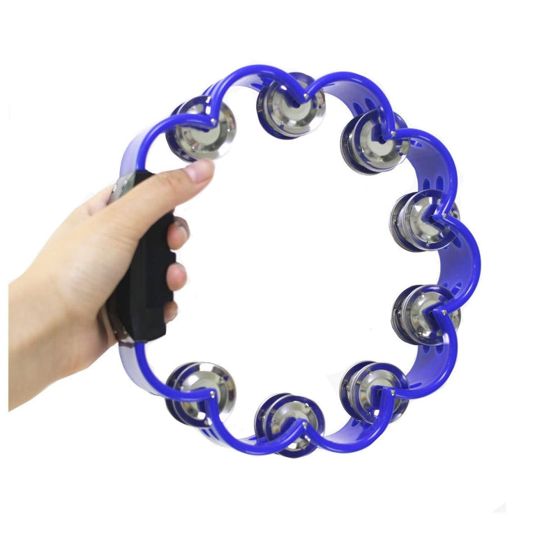 TANG SONG Double Row Tambourine Metal Jingles Hand Held Percussion Instrument For Kids And Adults Great For Party Bar KTV Percussion Ensembles(Deep Blue)
