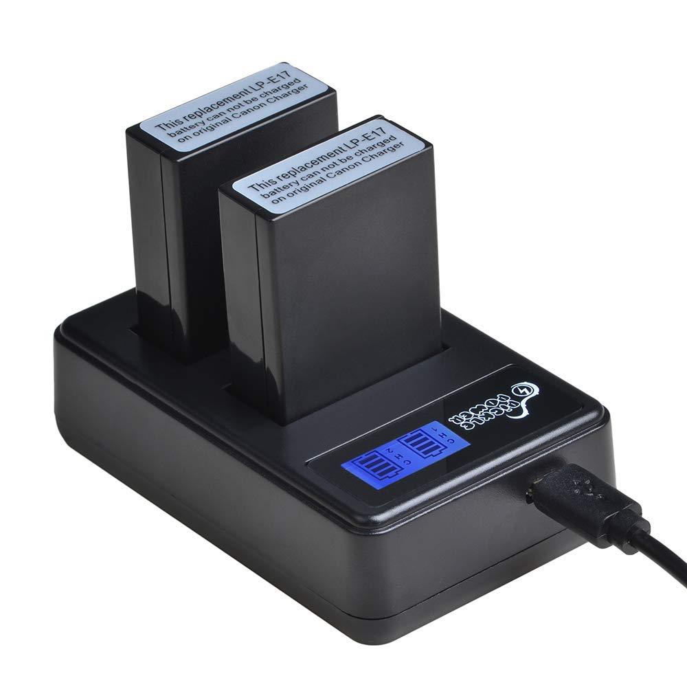 Pickle Power LP-E17 Battery and LCD Display Dual USB Charger Compatible with Canon Rebel SL2 SL3 T7i T6i T6s EOS M3 M5 M6 8000D 800D 760D 750D 200D 77D KISS X8i Digital SLR Camera