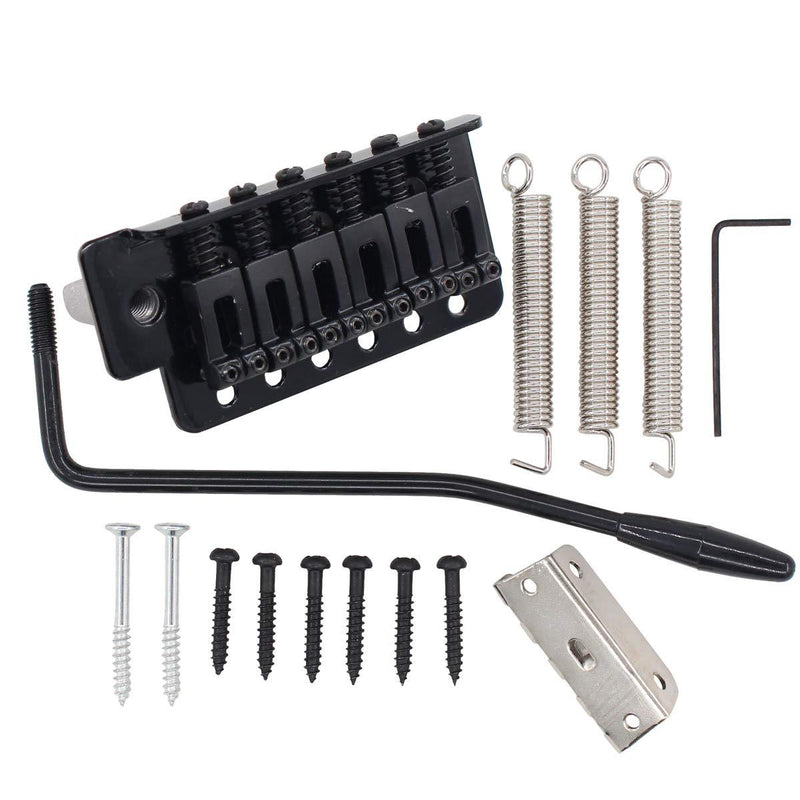 XtremeAmazing Black 6 Strings Guitar Tremolo Bridge with Bar Kit Replacement for Fender Strat Squier Electric Guitar