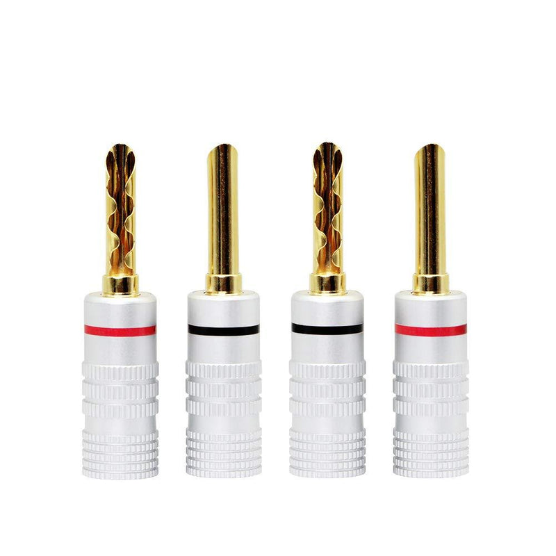 CERRXIAN Gold Plated Banana Plugs Speaker BFA Banana Plug Style Zigzag Type Screw Locking Plug for DIY Speaker Wire,Insulated Connector, Home Theater (4pcs)