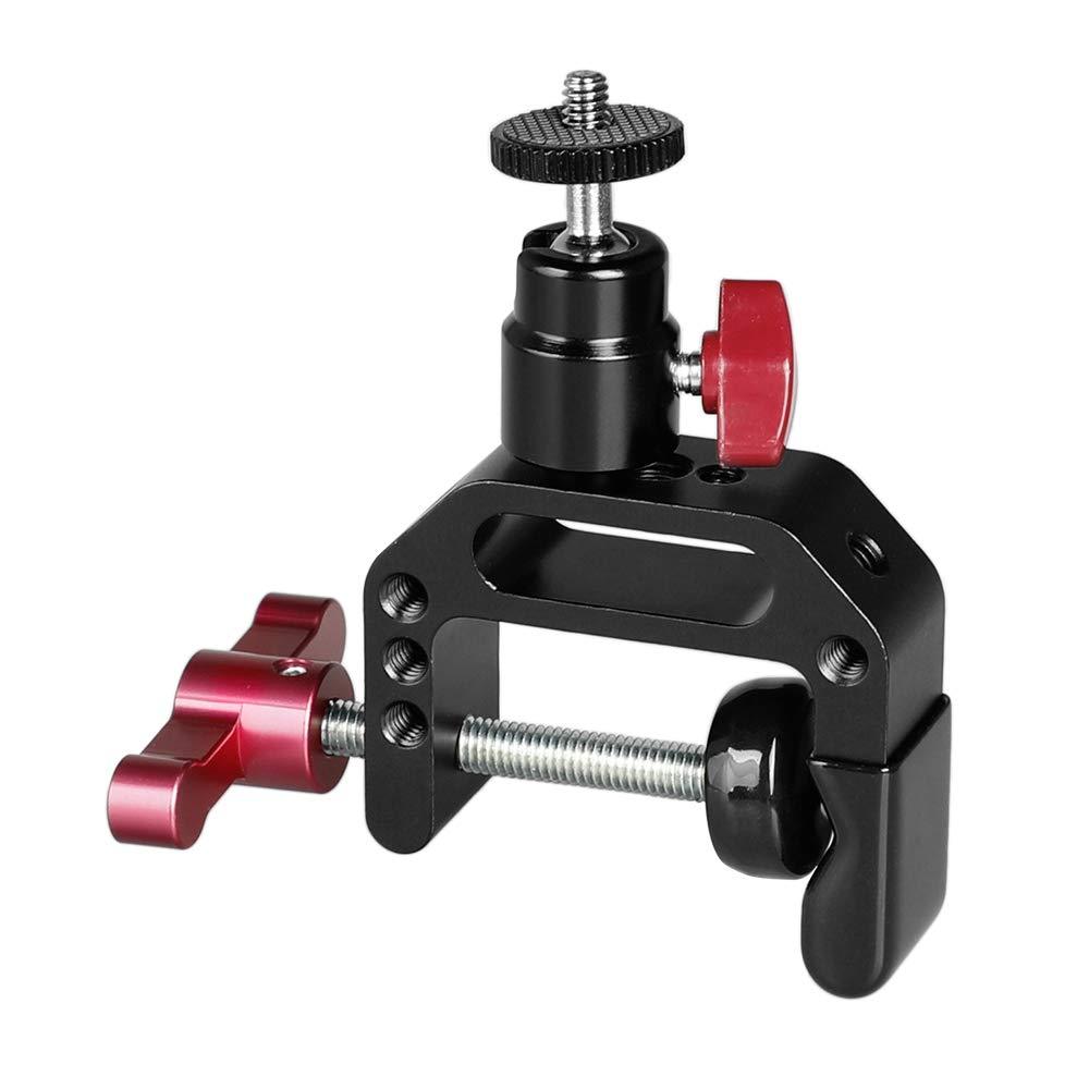 CAMVATE C Clamp Articulated 1/4"-20 Ball Head Support Holder (Red Locking Knob)