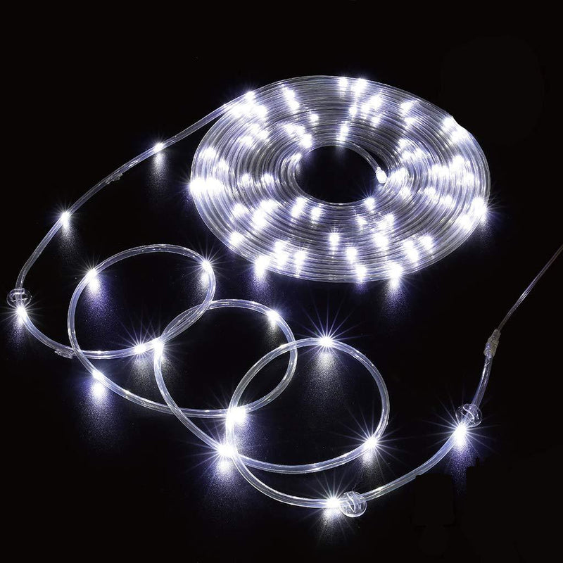 [AUSTRALIA] - SINAMER 66ft 200 LED White Rope Lights with Clips, Plug in, Waterproof, Timer/Remote Control/8 Modes for Bedroom, Pool, Wall, Indoor, Outdoor, Wedding, Xmas Cool White 