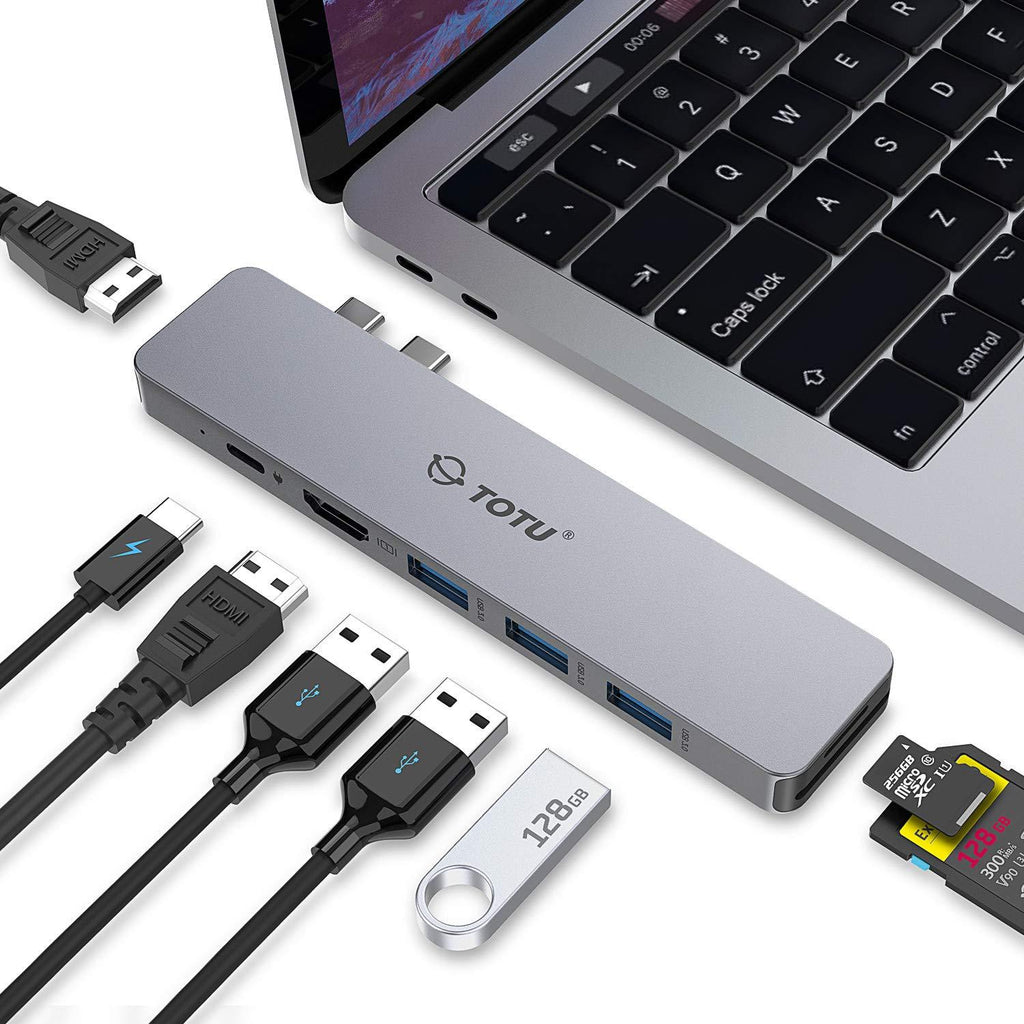 USB C Adapter for MacBook Pro Adapter, TOTU 8 in 2 USB C Hub MacBook Pro USB Adapter with Dual 4K HDMI, 100W PD, 3 USB 3.0, SD/TF Card Readers for MacBook Pro 2020/2019-2016 (Space Grey) Space Grey