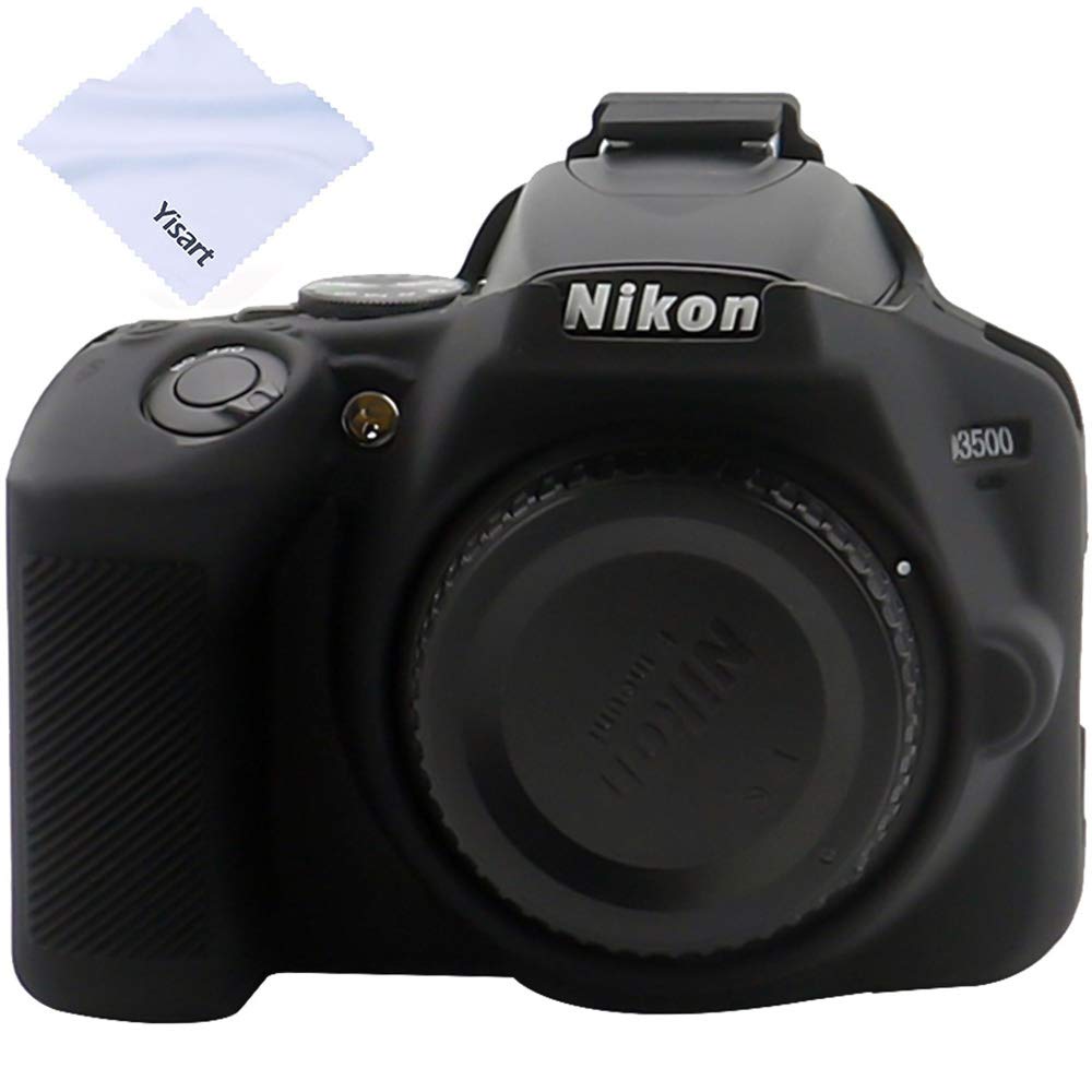 Camera Case for Nikon D3500, Professional Silicion Rubber Camera Case Cover Detachable Protective for D3500 Digital SLR Camera+Microfiber Cleaning Cloth (Black)