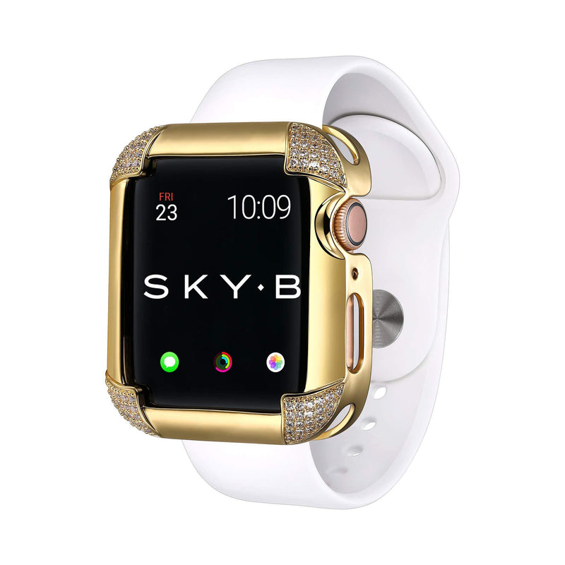 SKYB Pave Corners Yellow Gold Protective Jewelry Case for Apple Watch Series 1, 2, 3, 4, 5, 6, SE Devices - 40mm 40 mm
