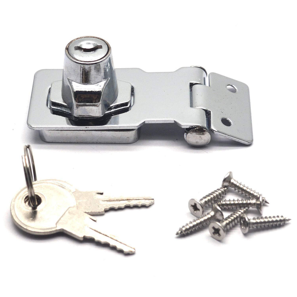 T Tulead Silver Keyed Locker Hasp Door Lock Box Buckle 2.5" Alloy Cabinet Locking Hasp