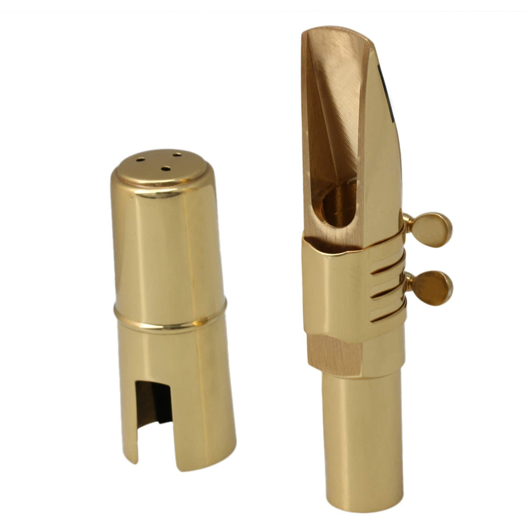Yibuy Brass Baritone Sax Mouthpiece with Ligature & Cap #6 Golden 6#