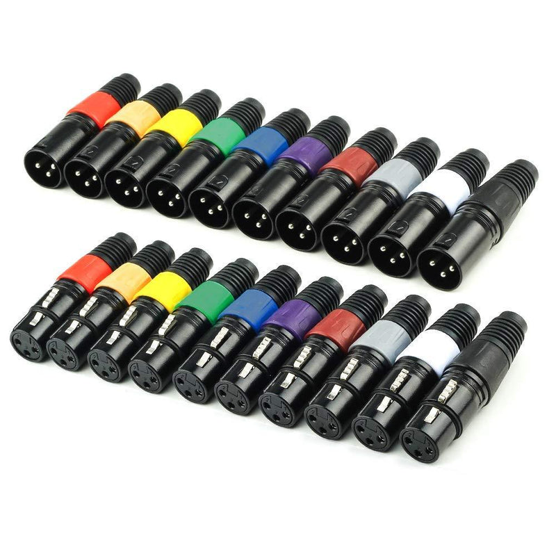 [AUSTRALIA] - EBXYA XLR DMX Connectors - 3 Pin XLR Plug Male and Female 10 Pairs 10 Pair A Type Colored 