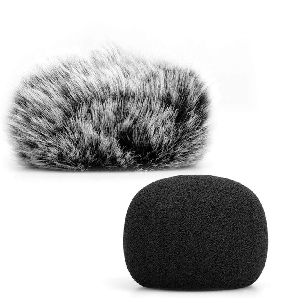 [AUSTRALIA] - ChromLives Microphone Windscreen, Furry Windscreen Muff Wind Cover + Foam Microphone Windscreen Cover Compatible with Zoom H1 H1n Apogee Mic and More, Furry & Foam 2Pack windscreen for h1 