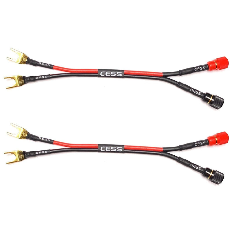 [AUSTRALIA] - CESS-031 Fork Spade Plugs to Binding Post Banana Female Jack - Spades Extension Cable - 2 Pack 