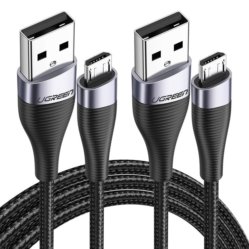 UGREEN Micro USB Charger Cable 2 Pack Nylon Braided USB 2.0 A to Micro USB Android Quick Charge Cord with Bendable Wire Connection for Samsung LG Nokia HTC Moto Nexus 6FT