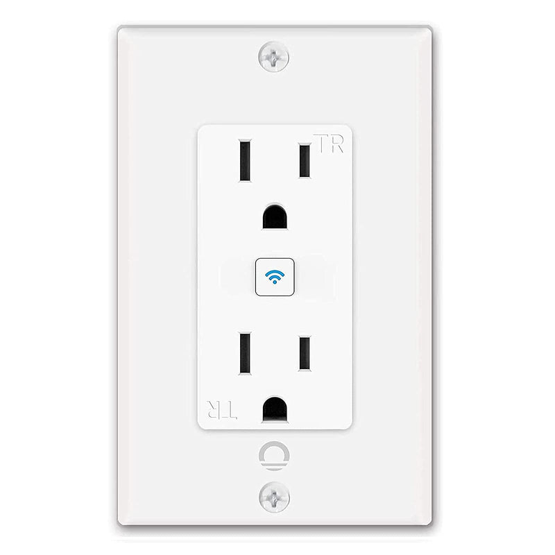Lumary Smart WiFi In-Wall Outlet 15 Amp Tamper Resistant Split Duplex Receptacle - 2 Plugs, Compatible with Alexa, Google Home (No Hub required) 1-pack