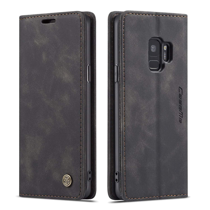 QLTYPRI Samsung Galaxy S7 case Vintage PU Leather Wallet Case TPU Bumper [Card Slots] [Hands-Free Kickstand] [Magnetic Closure] Shockproof Flip Folio Case for Samsung Galaxy S7 - Black