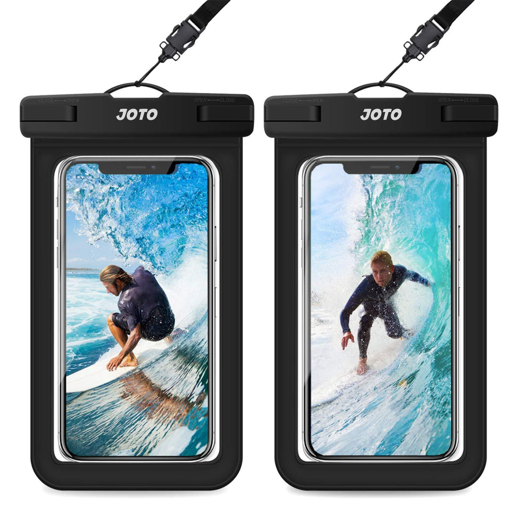 JOTO Universal Waterproof Pouch, IPX8 Waterproof Cellphone Dry Bag Underwater Case for iPhone 13 Pro Max 13 Mini 12 11 Pro Max Xs Max XR X 8 7 6S, Galaxy S20 Ultra S10 up to 7" -2 Pack, Black