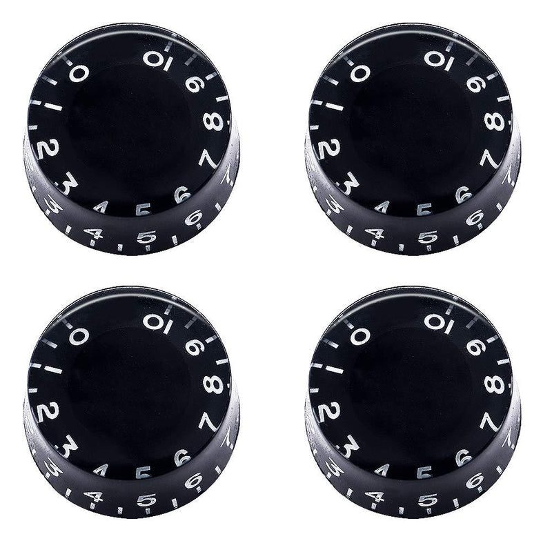 mxuteuk 4pcs Black with White Word Electric Guitar Bass Top Hat Knobs Speed Volume Tone AMP Effect Pedal Control Knobs KNOB-S3 Black + White Word