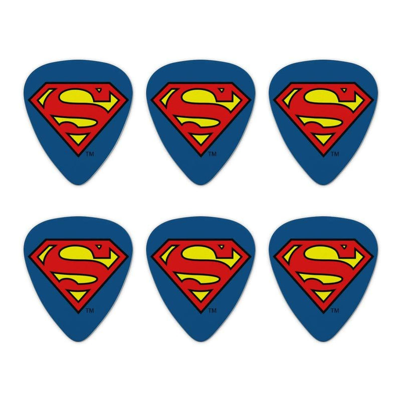 Superman Classic S Shield Logo Novelty Guitar Picks Medium Gauge - Set of 6