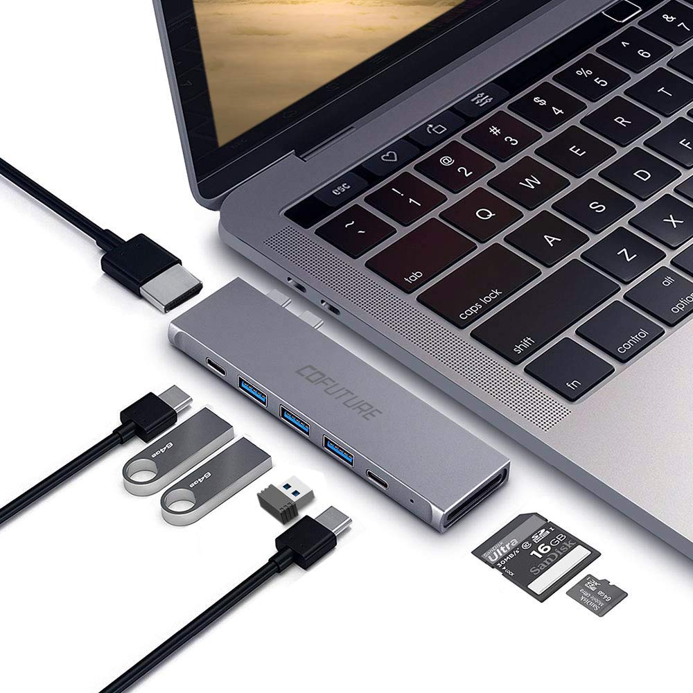 Cofuture-USB-C-HUB-Adapter,8-in-1 Docking Station with Thunderbolt 3,USB-C Data Port,4K HDMI,3 USB 3.0 and SD/TF Card Reader,Type C Hub Compatible with MacBook Air 2020,MacBook Pro 2020/2019/2018/2017 HUB for MacBook