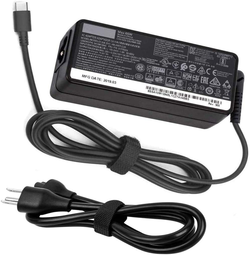 [AUSTRALIA] - USB C Laptop Charger 65W 45W for Lenovo Chromebook 500e 300e 100e 2nd Gen C330 C340 ThinkPad T480 T480s T580 T580s E480 E580 Yoga A485 T490S T590 C930 C940 13 IdeaPad 730s AC Adapter Power Supply 