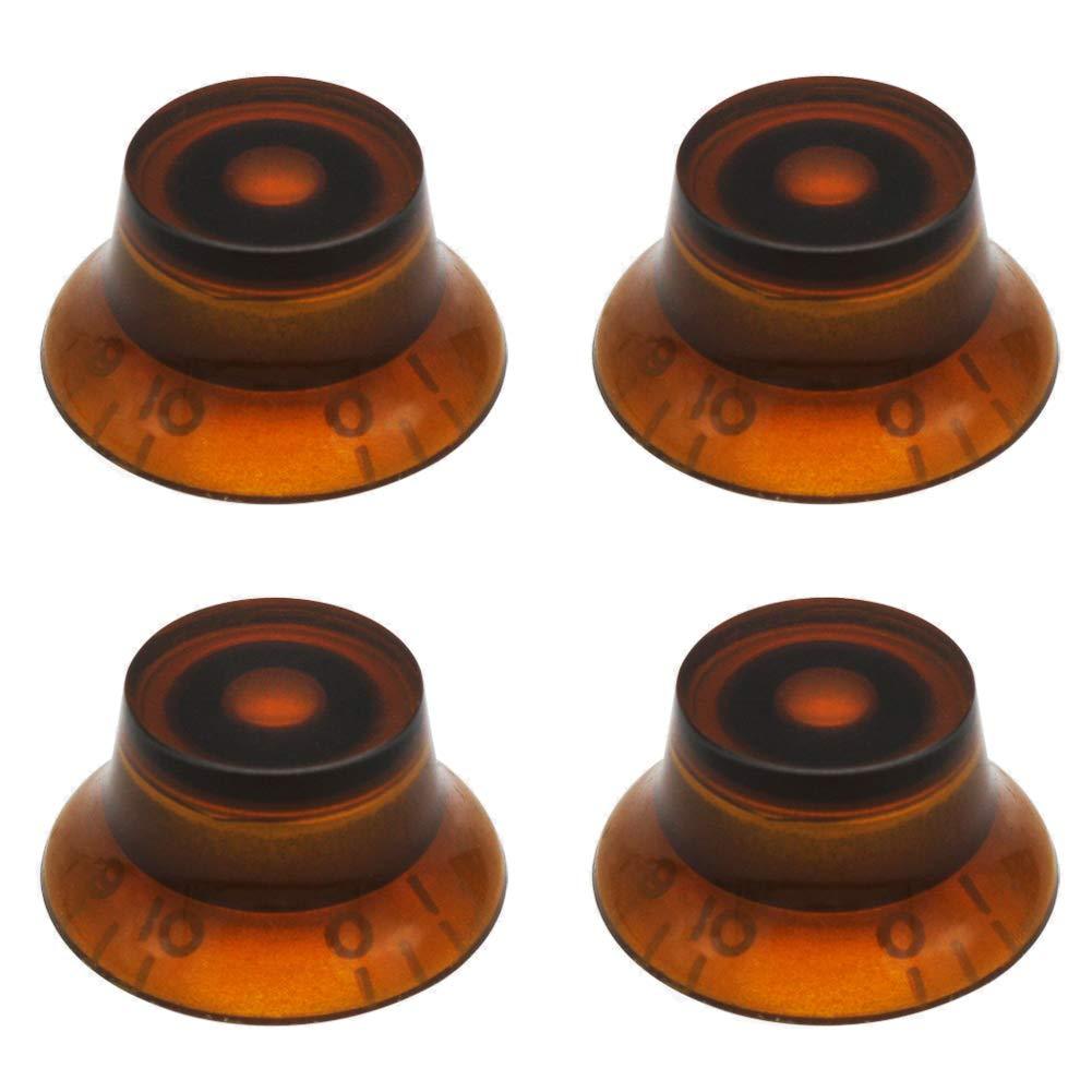 mxuteuk 4pcs Amber Electric Guitar Bass Top Hat Knobs Speed Volume Tone AMP Effect Pedal Control Knobs KNOB-S17