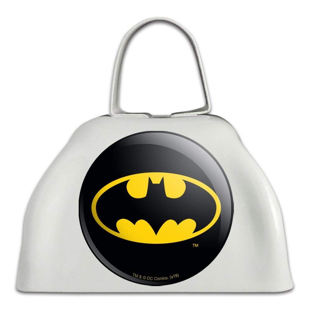 Batman Classic Bat Shield Logo White Metal Cowbell Cow Bell Instrument