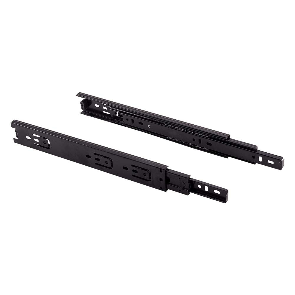 MroMax 10-Inch Cold Rolled Steel Drawer Slides, Full Extension Ball Bearing Slide Track Rail 42mm Wide 100lb Capacity Black 1 Pair