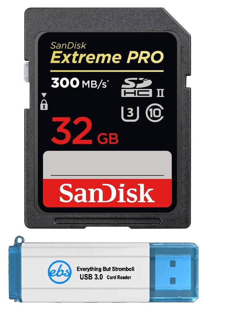 SanDisk 32GB SDHC SD Extreme Pro UHS-II Memory Card Works with Sony a7R IV (a7R4) Mirrorless Camera Class 10 (SDSDXPK-032G-ANCIN) Bundle with (1) Everything But Stromboli 3.0 SD, TF Card Reader 32GB Class 10