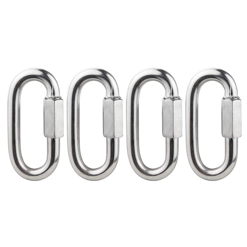 BNYZWOT 304 Stainless Steel Quick Links D Shape Locking Quick Chain Repair Links M10, 3/8 inch Pack of 4
