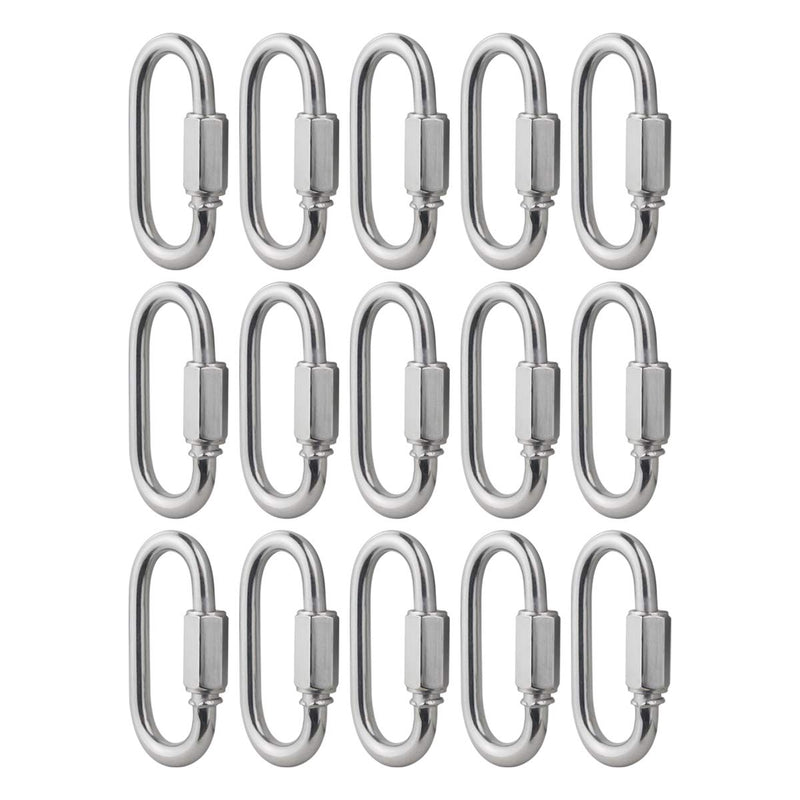 BNYZWOT 304 Stainless Steel Quick Links D Shape Locking Quick Chain Repair Links M5 3/16 inch Pack of 15