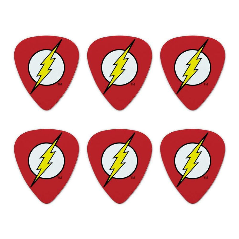 The Flash Lightning Bolt Logo Novelty Guitar Picks Medium Gauge - Set of 6