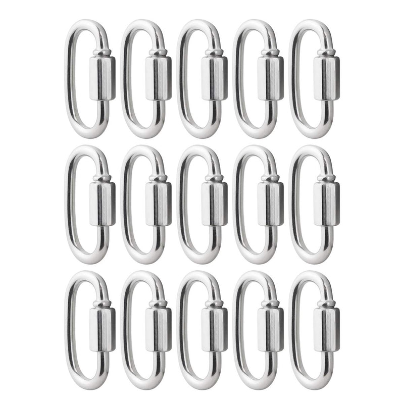 BNYZWOT 304 Stainless Steel Quick Links D Shape Locking Quick Chain Repair Links M4 5/32 inch Pack of 15