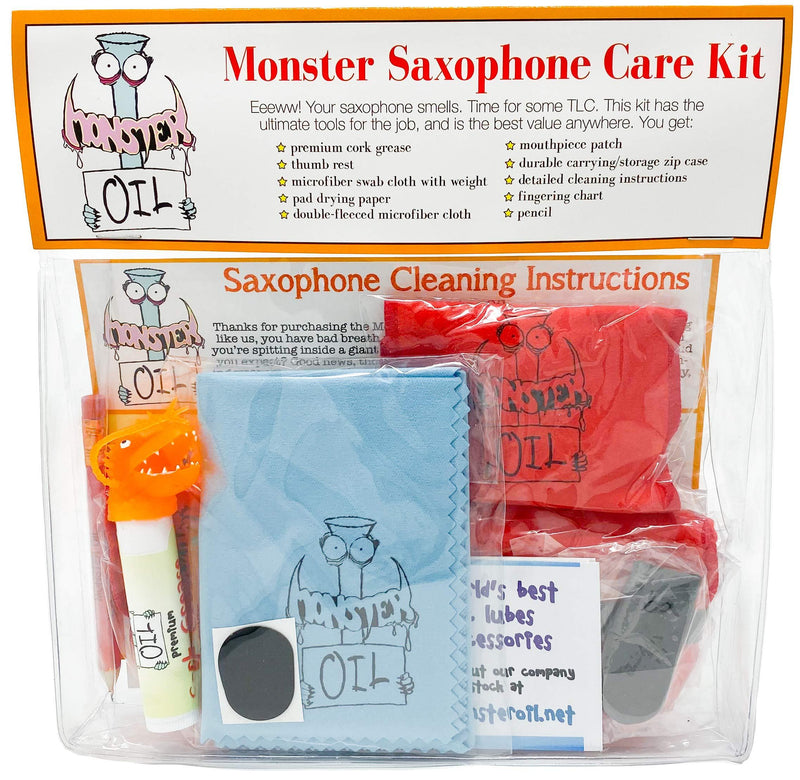 Monster Saxophone Care and Cleaning Kit | Swabs, Cork Grease, and More! Everything You Need to Take Care of and Clean Your Saxophone!