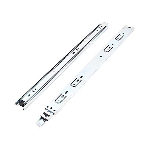 MroMax 16Inch Drawer Slides, Full Extension Ball Bearing Slide Track Rail 1.38Inch Wide 100lb Capacity Silver Tone 1 Pair