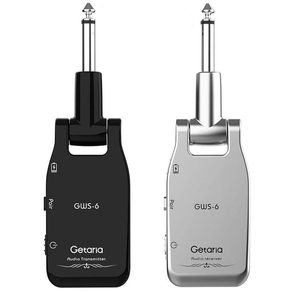 [AUSTRALIA] - Getaria Guitar Transmitter Receiver Wireless Guitar System Built-in Rechargeable Lithium Battery For Electric Guitar Bass GWS-6 Black /silver 
