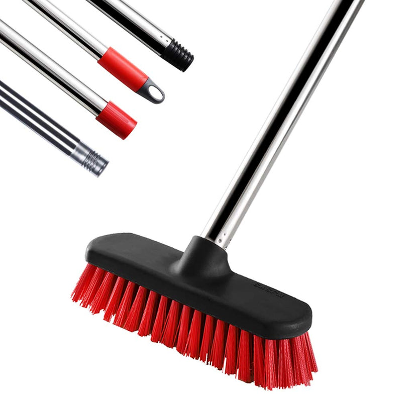 GeeRo Deck Scrub Brush with Long Handle - 54" Floor Scrub Brush, Adjustable Long Handled Shower Cleaning Brush Garage Floor Scrub Brush for Cleaning Bathroom, Garage, Patio, Kitchen, Tile and Tub 54"