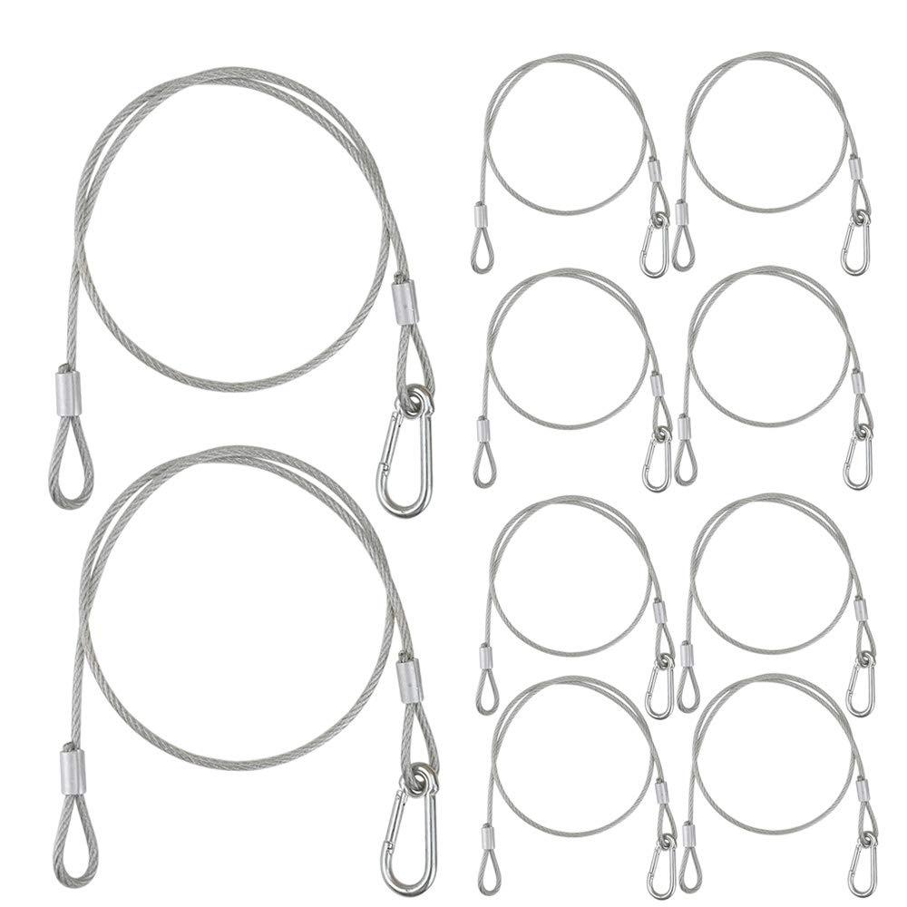 [AUSTRALIA] - 10PCS WorldLite Premium Stage Lights Safety Cable, 110lb Load Duty and 4mm in diameter, 31.5’’ Stainless Steel Safety Rope for Stage Lighting Par Light Moving Head Light 31.5" length 4mm in diameter 