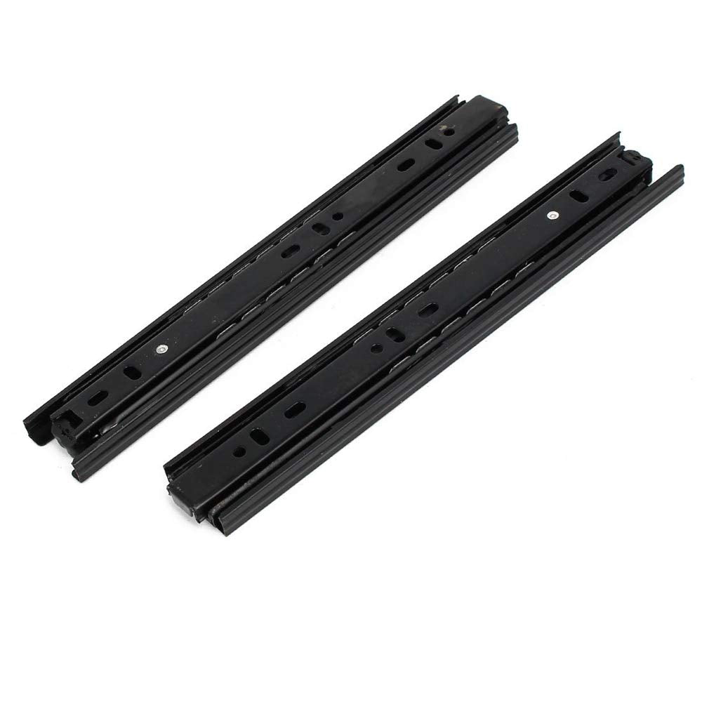 MroMax 10-Inch Cold Rolled Steel Drawer Slides, Full Extension Ball Bearing Slide Track Rail 35mm Wide 100lb Capacity Black 1 Pair