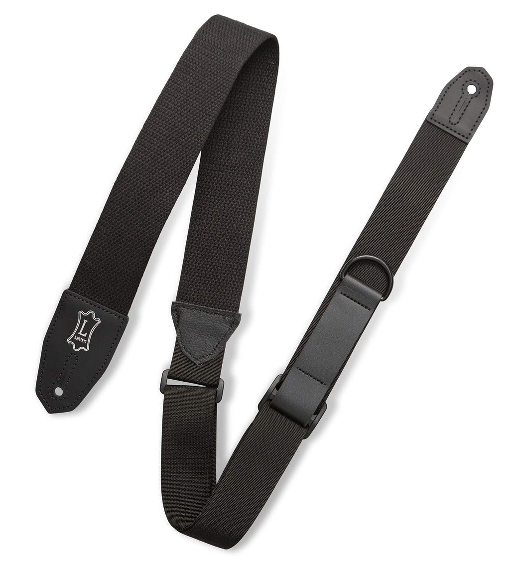 Levy's Leathers Right Height Guitar Strap with RipChord Quick Adjustment Technology; 2" Wide Cotton - Black (MRHC-BLK)