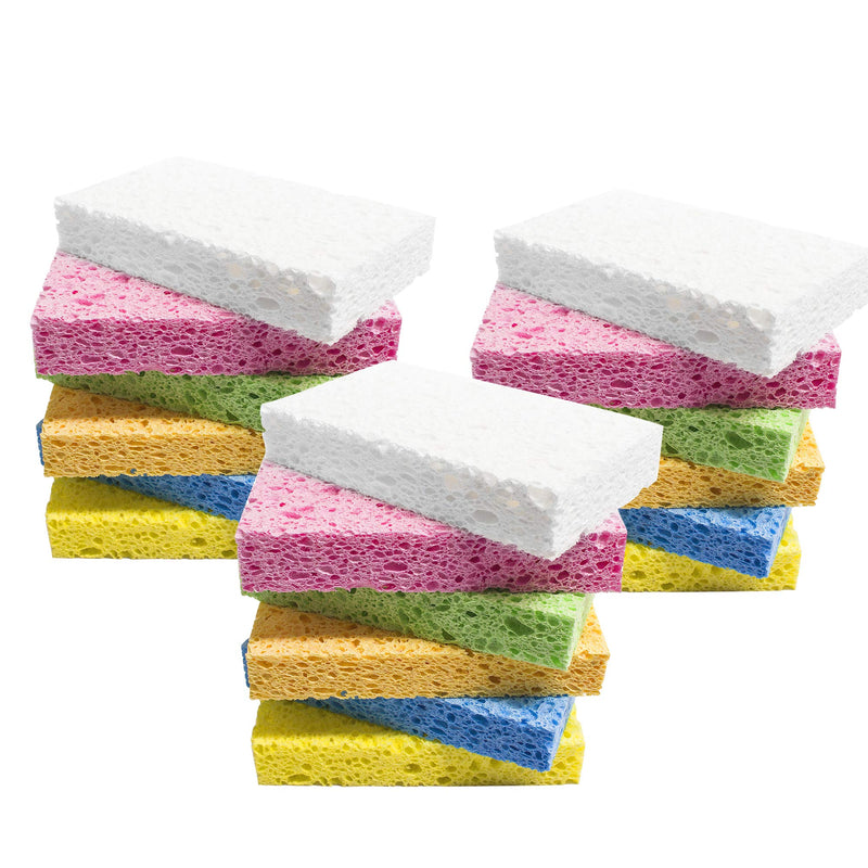 ARCLIBER Cleaning Scrub Sponge,Cellulose Non-Scratch for Kitchen,Bathroom,Cars,Colorful Compressed Sponge (18 Pack) 18 Count (Pack of 1) Multicolor