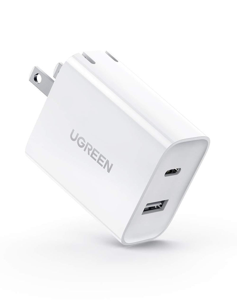 UGREEN 30W USB C Wall Charger - 2 Port Fast Charger with 18W USB C Power Adapter Foldable Plug Compatible for iPhone 12/12 Mini/12 Pro Max/11/SE/XR/XS, iPad Pro, Pixel, Galaxy, Airpods Pro