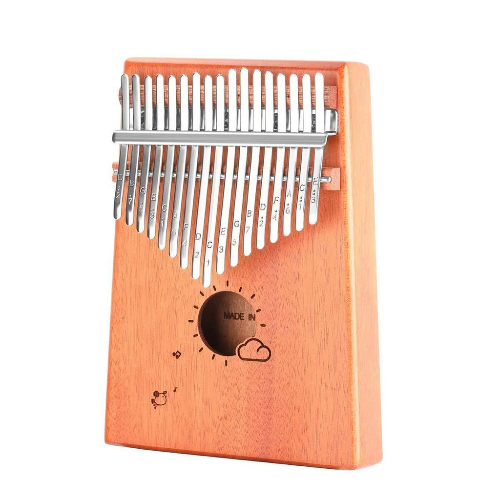 Kalimba 17 Keys, Thumb Piano with Study Instruction and Tune Hammer, Solid Mahogany Wood Portable Mbira Sanza African Wood Musical Instrument Finger Piano for Kids Adult Beginners Professionals brown