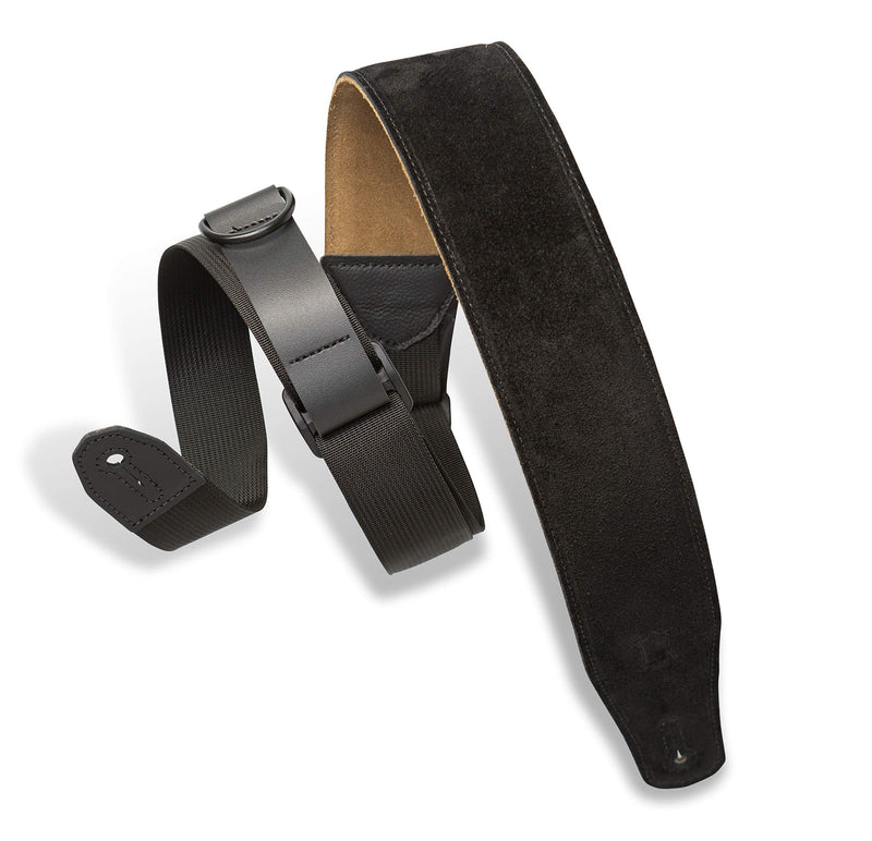 Levy's Leathers Right Height Guitar Strap with RipChord Quick Adjustment Technology; 2.5" Wide Suede - Black (MRHSP-BLK)