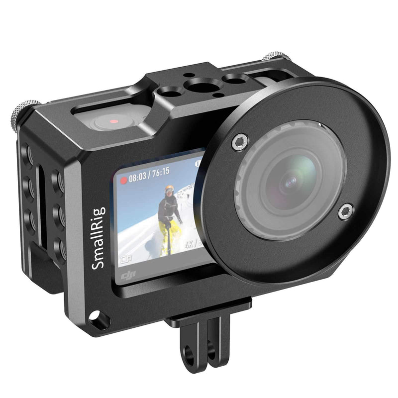 SMALLRIG Video Vlogging Camera Frame Cage for DJI Osmo Action Camera with 1/4” and 3/8” Thread Locating Holes Compatible with 52mm Adapter for Lens, Prevent The Screen from Scratching - CVD2360