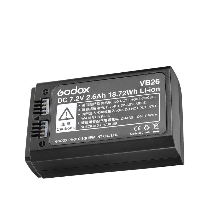 Godox VB26 Li-ion Battery Compatible for Godox V1-S V1-N V1-C V1-F V1-O V1 Round Head Camera Flash with CONXTRUE USB LED