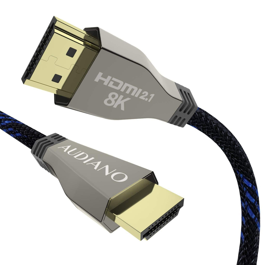 8K HDMI Cable, AUDIANO HDMI 2.1 48Gbps High Speed Nylon Braided HDMI Cord with eARC HDR10, 4K HDMI Cable Compatible with Apple Fire LG/Samsung QLED TV PS4/5 Switch Xbox/Blu-ray/Projector-6.6ft/2M 6.6ft/2M